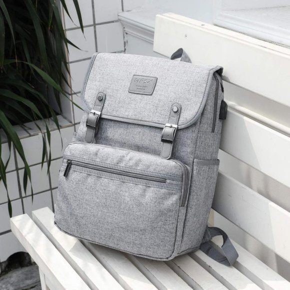 NEW Jane Backpack Vintage with USB Port Grey - Picture 1 of 5